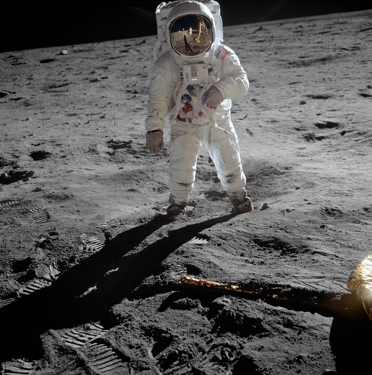 Buzz Aldrin on the lunar surface, 20 July 1969. NASA photograph AS11-40-5903, taken by Neil Armstrong.