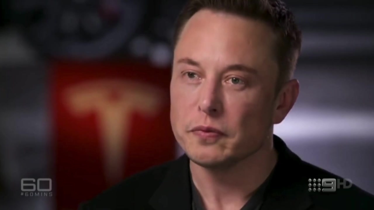 Quiet still from 60 Minutes Australia: Elon Musk in close-up, eyes open, quiet. The still kept on Stars, under Eyes are the window to the soul.